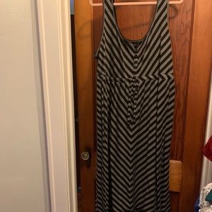 Grey and black stripe high Low dress